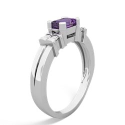 Amethyst Art Deco East-West 14K White Gold ring R2590