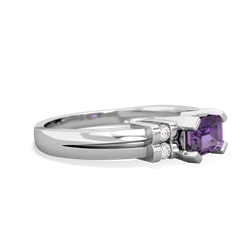 Amethyst Art Deco East-West 14K White Gold ring R2590