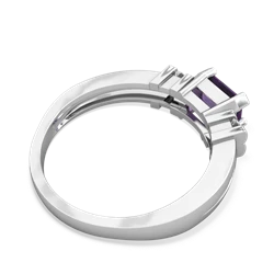 Amethyst Art Deco East-West 14K White Gold ring R2590