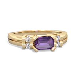 Amethyst Art Deco East-West 14K Yellow Gold ring R2590