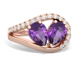 Amethyst Nestled Heart Keepsake 14K Rose Gold ring R5650