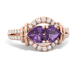 Amethyst Art-Deco Keepsake 14K Rose Gold ring R5630