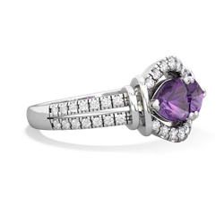 Amethyst Art-Deco Keepsake 14K White Gold ring R5630