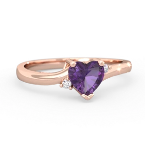 Amethyst Delicate Heart 14K Rose Gold ring R0203