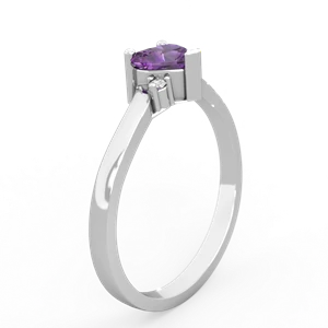 Amethyst Delicate Heart 14K White Gold ring R0203