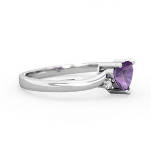 Amethyst Delicate Heart 14K White Gold ring R0203