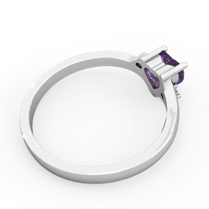 Amethyst Delicate Heart 14K White Gold ring R0203