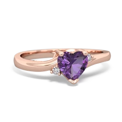 Amethyst Delicate Heart 14K Rose Gold ring R0203