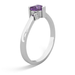 Amethyst Delicate Heart 14K White Gold ring R0203