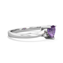 Amethyst Delicate Heart 14K White Gold ring R0203