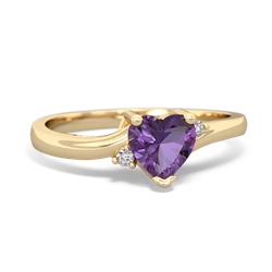 Amethyst Delicate Heart 14K Yellow Gold ring R0203