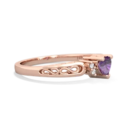 Amethyst Filligree Scroll Heart 14K Rose Gold ring R2429