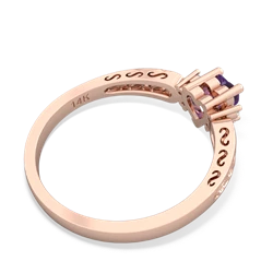 Amethyst Filligree Scroll Heart 14K Rose Gold ring R2429