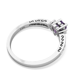 Amethyst Filligree Scroll Heart 14K White Gold ring R2429