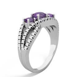 Amethyst Three Stone Aurora 14K White Gold ring R3080