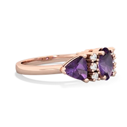 Amethyst Antique Style Three Stone 14K Rose Gold ring R2186