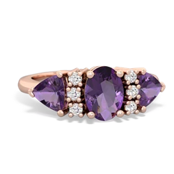 Amethyst Antique Style Three Stone 14K Rose Gold ring R2186