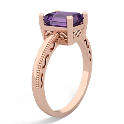 Amethyst Milgrain Scroll 14K Rose Gold ring R2338