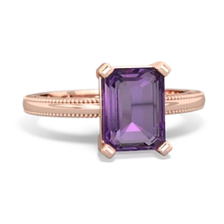 Amethyst Milgrain Scroll 14K Rose Gold ring R2338