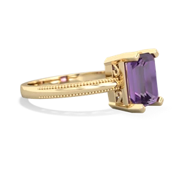 Amethyst Milgrain Scroll 14K Yellow Gold ring R2338