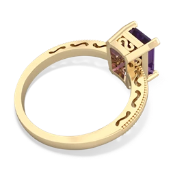 Amethyst Milgrain Scroll 14K Yellow Gold ring R2338