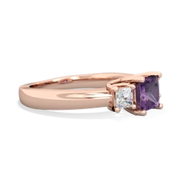 Amethyst Three Stone Trellis 14K Rose Gold ring R4015