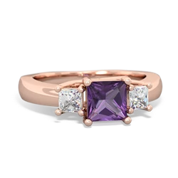 Amethyst Three Stone Trellis 14K Rose Gold ring R4015