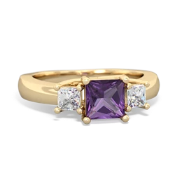 Amethyst Three Stone Trellis 14K Yellow Gold ring R4015