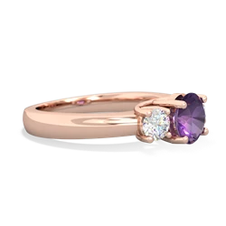 Amethyst Diamond Three Stone Round Trellis 14K Rose Gold ring R4018