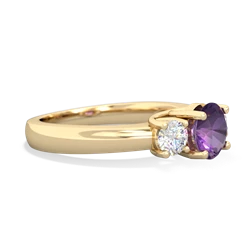 Amethyst Diamond Three Stone Round Trellis 14K Yellow Gold ring R4018