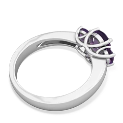 Amethyst Three Stone Round Trellis 14K White Gold ring R4018