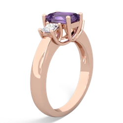 Amethyst Diamond Three Stone Emerald-Cut Trellis 14K Rose Gold ring R4021