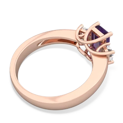 Amethyst Diamond Three Stone Emerald-Cut Trellis 14K Rose Gold ring R4021