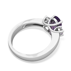 Amethyst Diamond Three Stone Oval Trellis 14K White Gold ring R4024