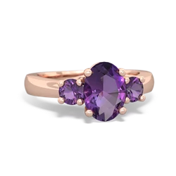 Amethyst Three Stone Oval Trellis 14K Rose Gold ring R4024