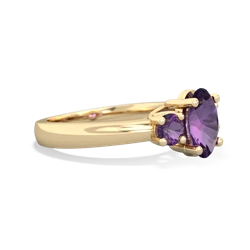 Amethyst Three Stone Oval Trellis 14K Yellow Gold ring R4024