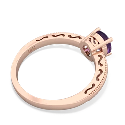 Amethyst Milgrain Filigree 14K Rose Gold ring R5090