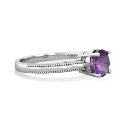 Amethyst Milgrain Filigree 14K White Gold ring R5090