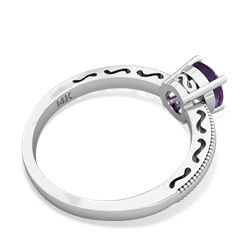 Amethyst Milgrain Filigree 14K White Gold ring R5090