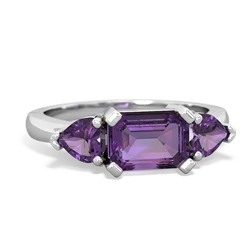 Amethyst Three Stone 14K White Gold ring R5235