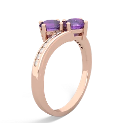 Amethyst Channel Set Two Stone 14K Rose Gold ring R5303