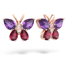 Amethyst Butterfly 14K Rose Gold earrings E2215