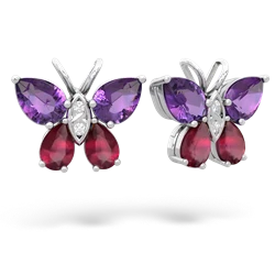 Amethyst Butterfly 14K White Gold earrings E2215