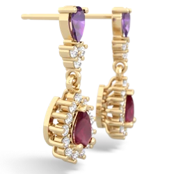 Amethyst Halo Pear Dangle 14K Yellow Gold earrings E1882