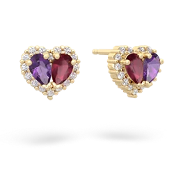 Amethyst Halo 14K Yellow Gold earrings E7008