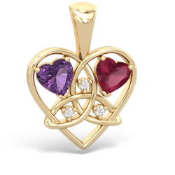 Amethyst Celtic Trinity Heart 14K Yellow Gold pendant P5331