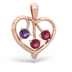 Amethyst Glowing Heart 14K Rose Gold pendant P2233