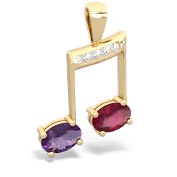 Amethyst Color Of Music 14K Yellow Gold pendant P3334