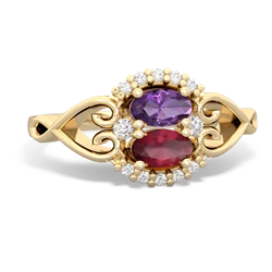 Amethyst Love Nest 14K Yellow Gold ring R5860