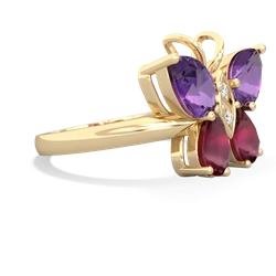 Amethyst Butterfly 14K Yellow Gold ring R2215